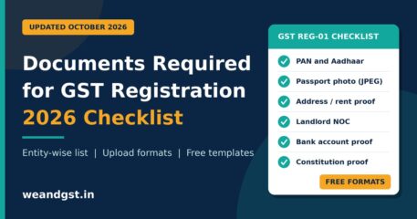 Checklist of documents required for GST registration in 2026